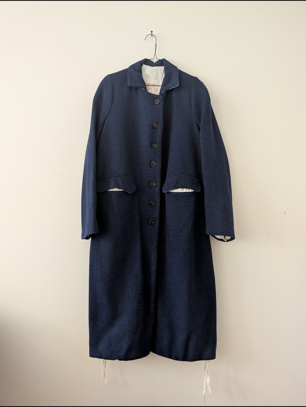 Hannoh Wessel One Of A Kind Navy Wool Single-Breasted Long Coat